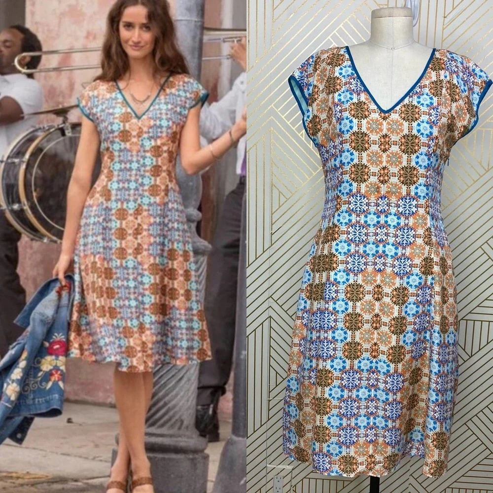 Sundance Modern Heritage V-Neck Printed Dress